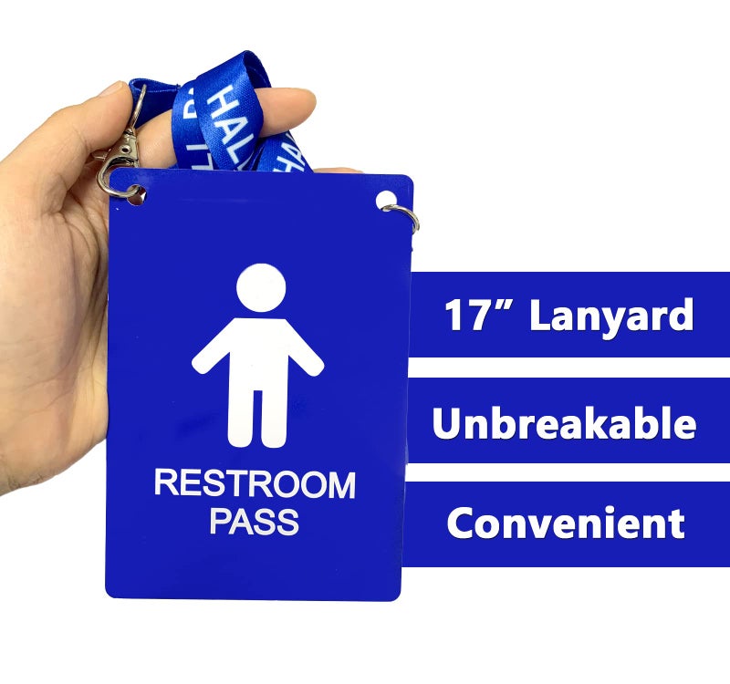 Bemaxy Hall Pass Lanyards with Large Card Passes, Unbreakable School Classroom 5 Inch Passes Set for Teacher Parents(Hall Bathroom Library Office & Nurse),10 Pcs(Boys Restroom) - Image 4